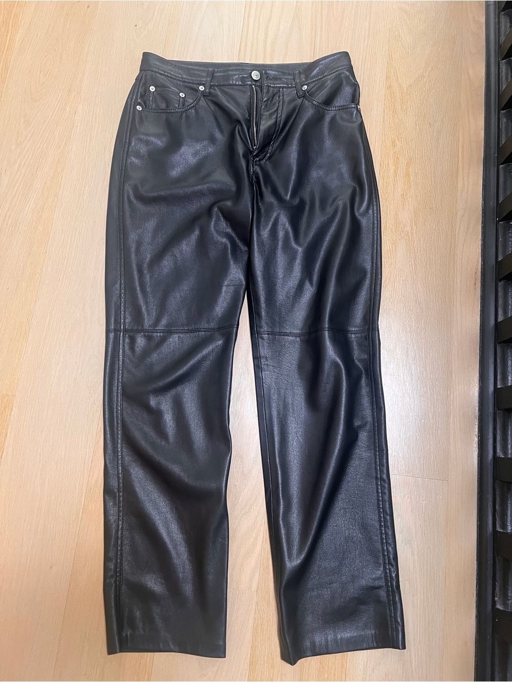 Nanushka Black Faux Leather Ankle-Length Pants
